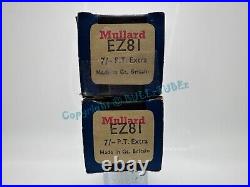 MULLARD EZ81 6CA4 U709 NIB/NOS 1960's Rectifier Tubes (Pair) AT1000 TESTED NOS