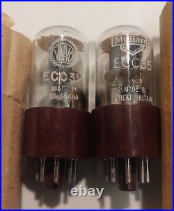 Matched pair NOS Mullard ECC35 6SL7 VT-229 5691 Fat Brown Base tubes valves