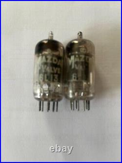 Mullard ECC83 f91 long plate square getter 1957 NOS labeled Mazda pair- tested