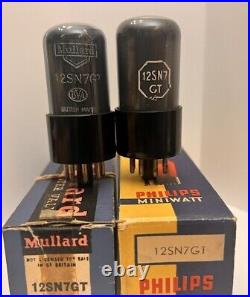 Rare NOS Philips & MULLARD 12SN7GT (12V 6SN7GT) Legendary Gray GLASS